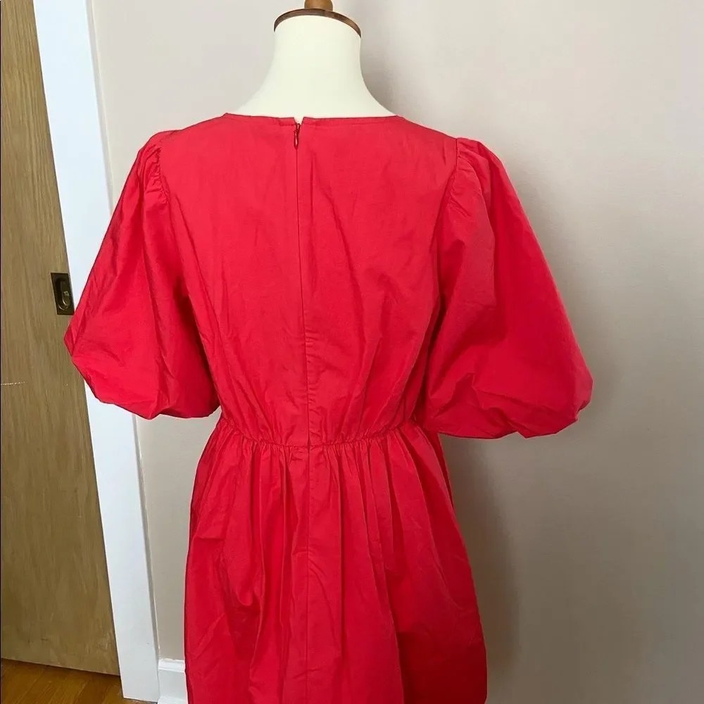 Madewell Poplin Crewneck Bubble-sleeve Mini Dress sz 4